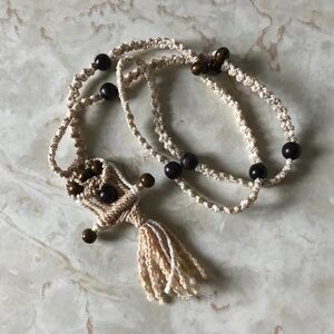 Vintage braided Long Necklace with Beading - 28 inches long